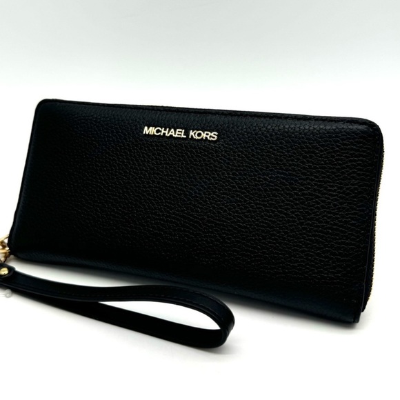 Michael Kors Large Continental Wallet Black/Gold - Picture 1 of 8